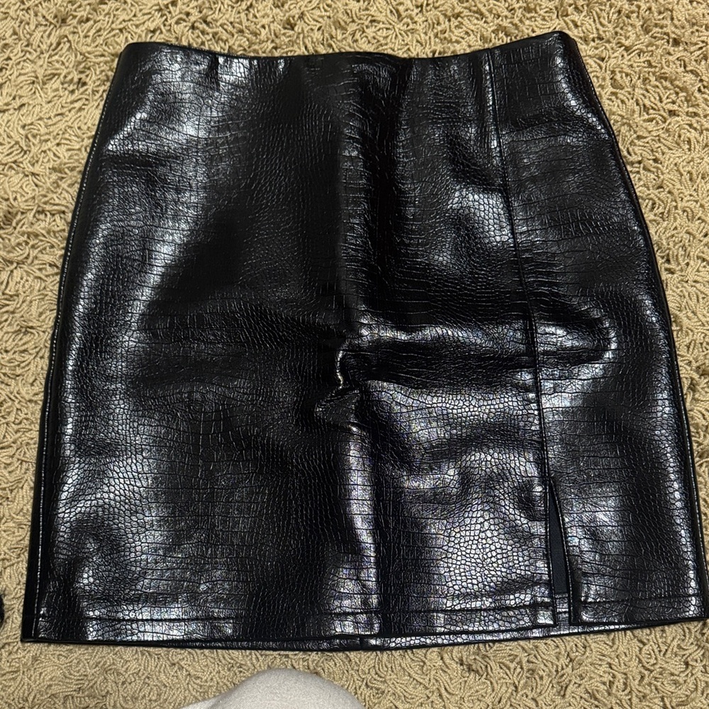 Black Faux Leather Skirt